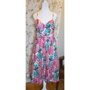 J.Crew Ratti Pineapple Dress 6 Cotton Lined Pockets Summer Vacation Resort Wear